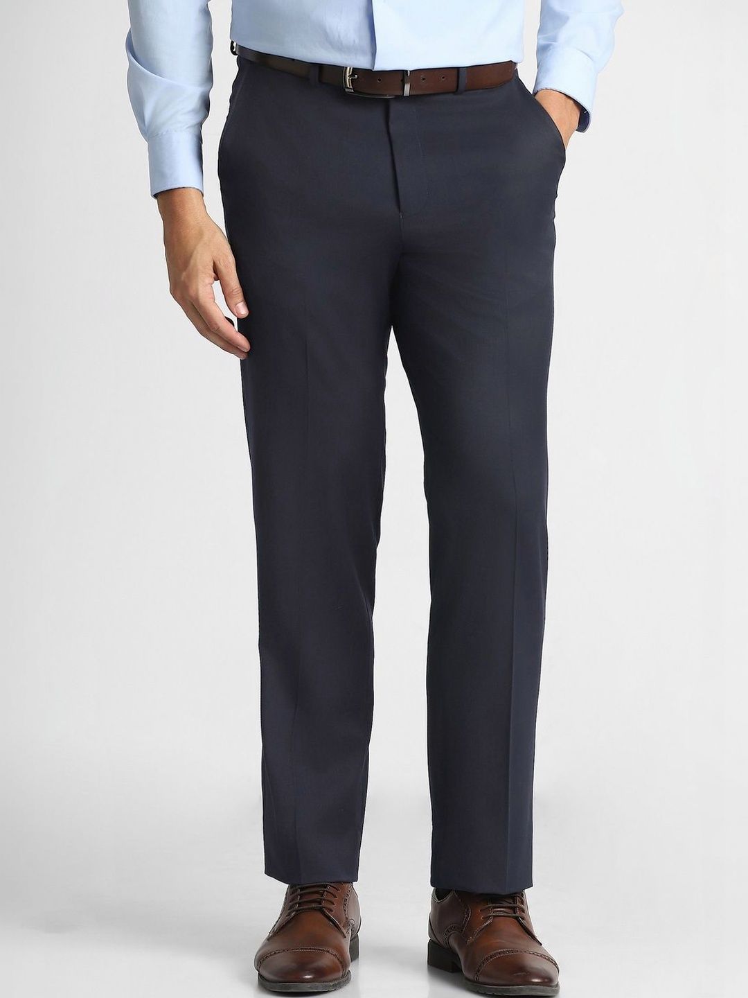 Van Heusen Men Navy Solid Trousers-picture-18