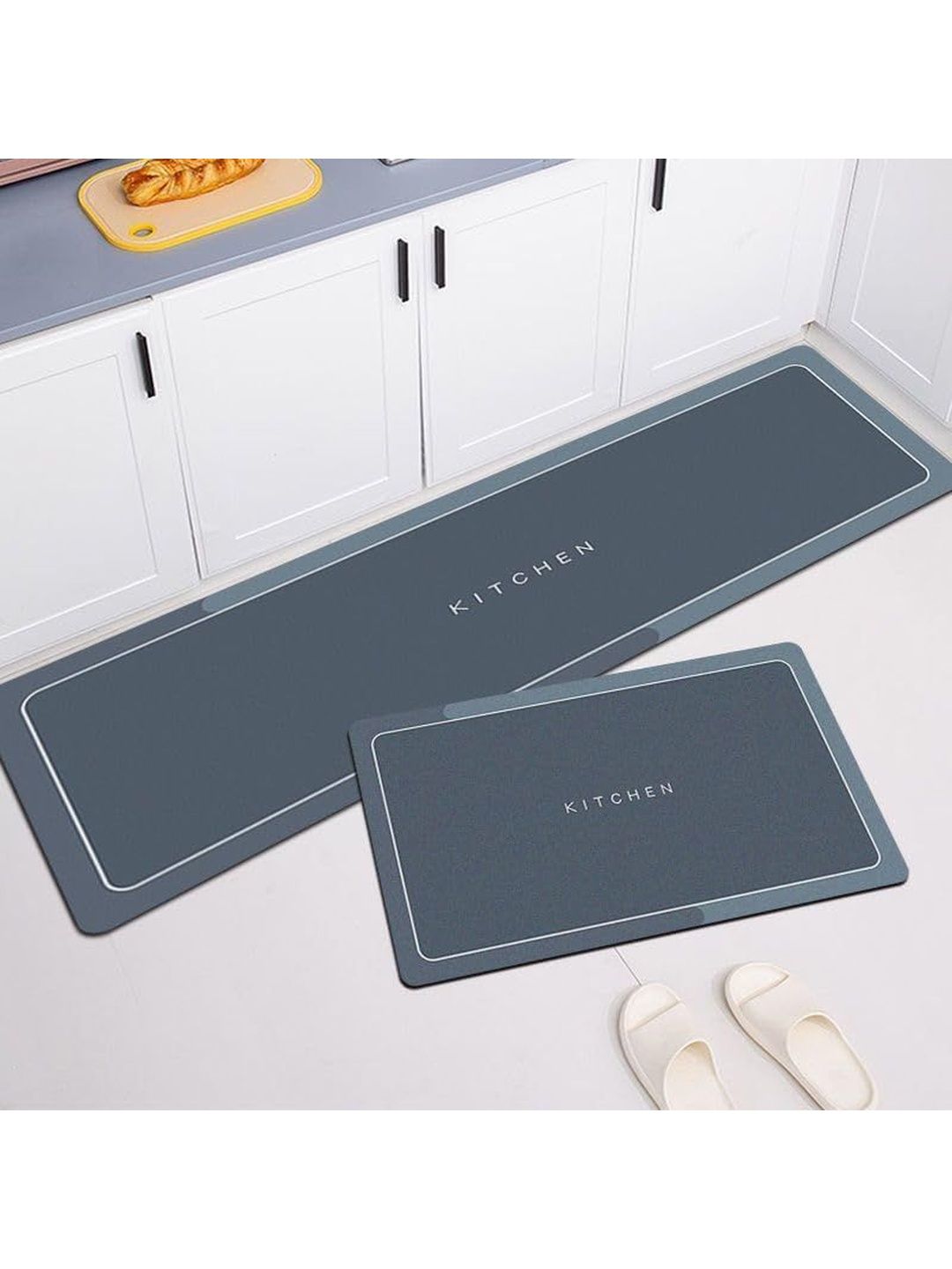 HomeCloud Blue & Grey Printed Anti-Skid 2-Pcs Kitchen Mats-picture-32
