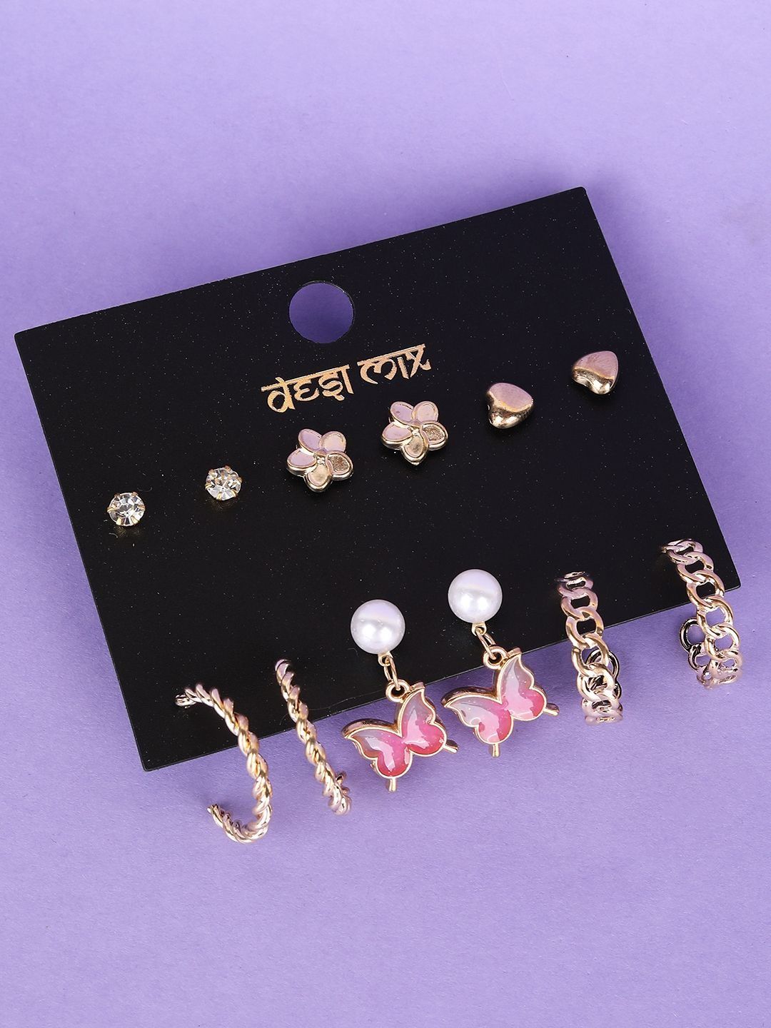 LIMEROAD Set Of 6 Artificial Stones Studded Studs Earrings-picture-11