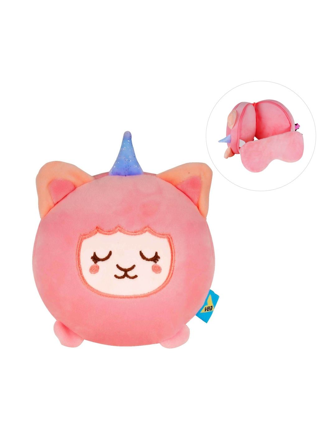 VEA Pink Polyester Breathable Travel Pillow-image-48