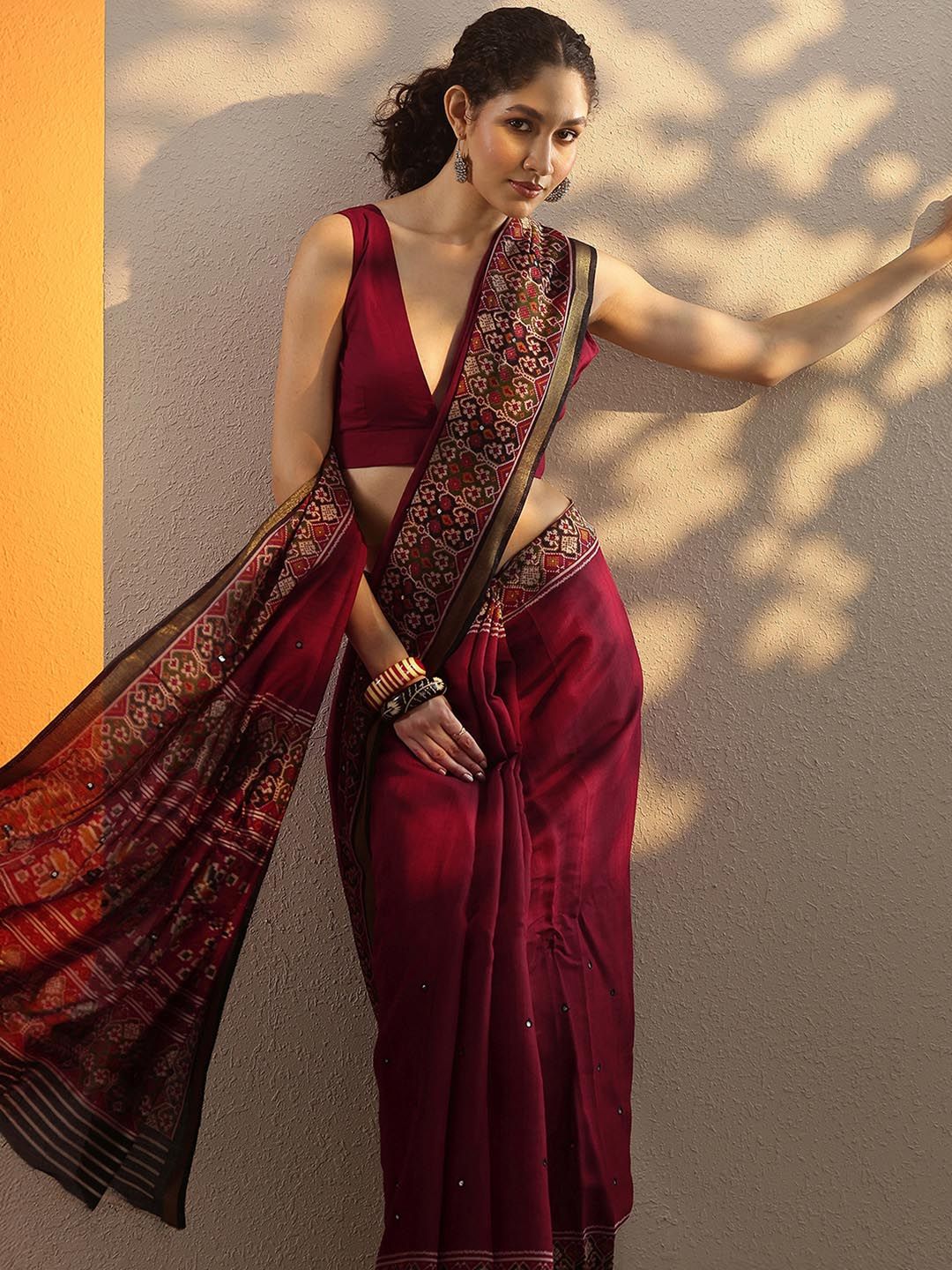 Libas Ethnic Motifs Mirror Work Saree With Unstitched Blouse Piece-picture-52