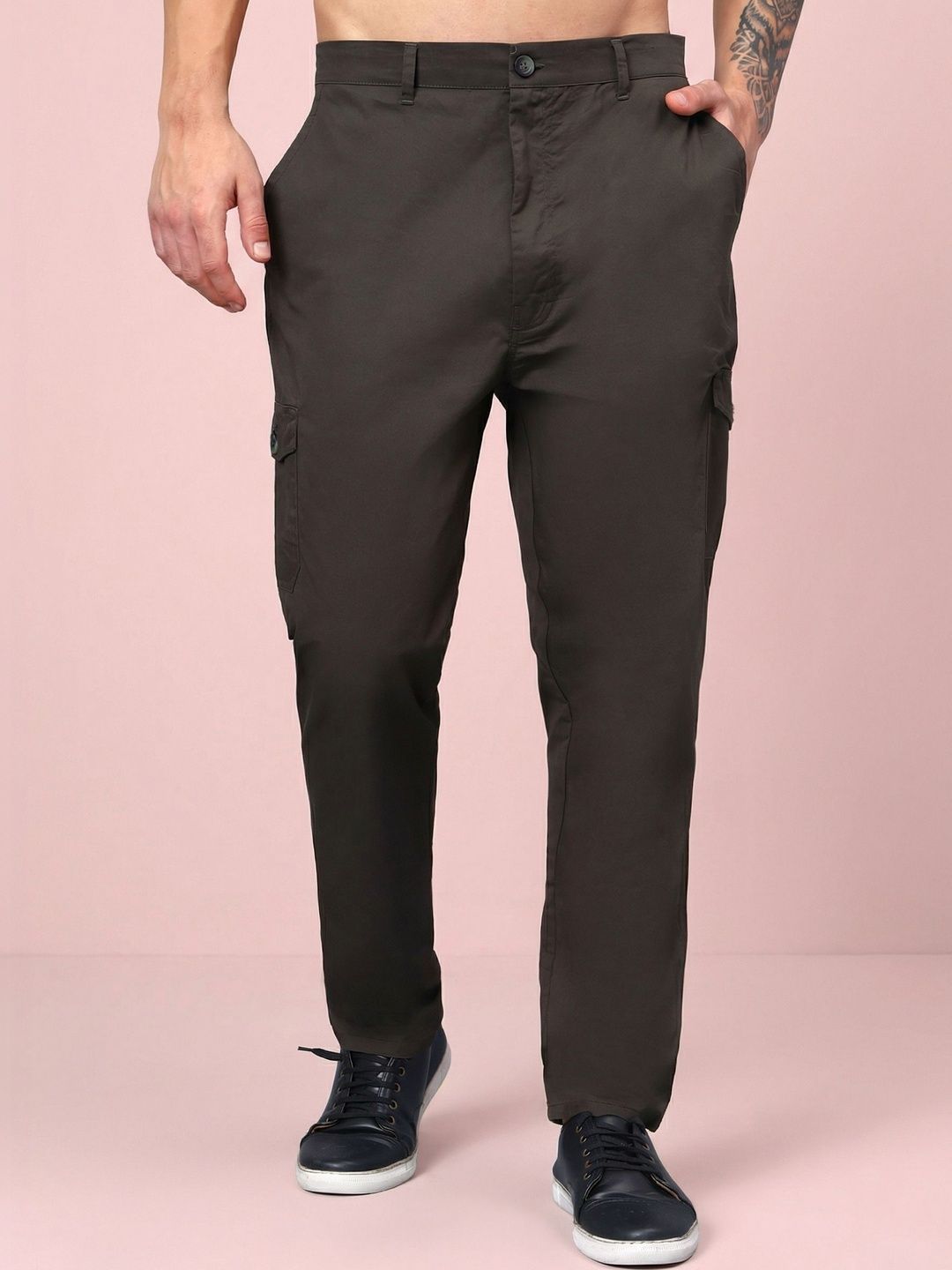 HERE&NOW Men Relaxed Easy Wash Cargos Trousers-picture-39