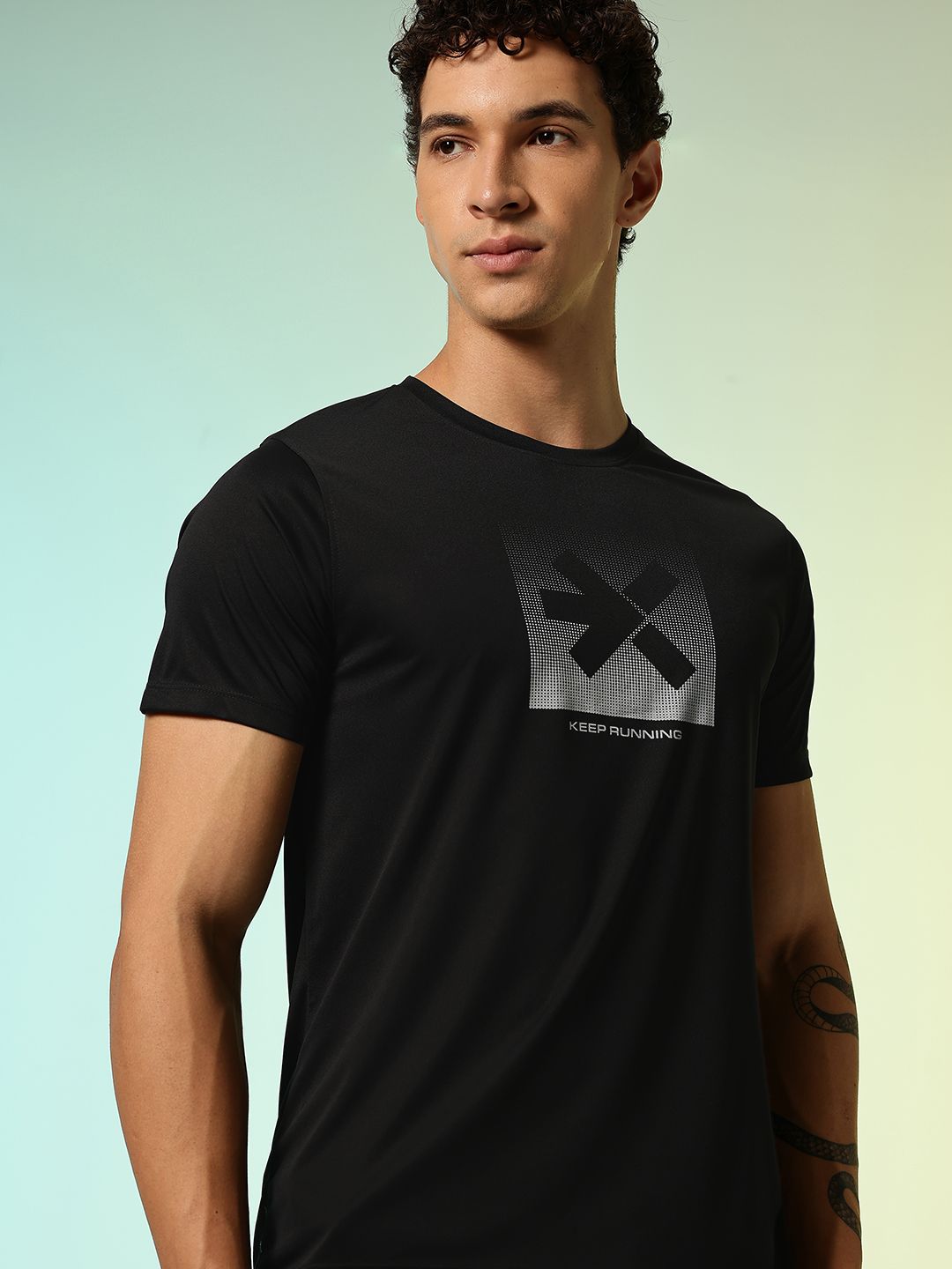 HRX by Hrithik Roshan Brand Logo Printed Rapid-Dry Running T-shirt-picture-4