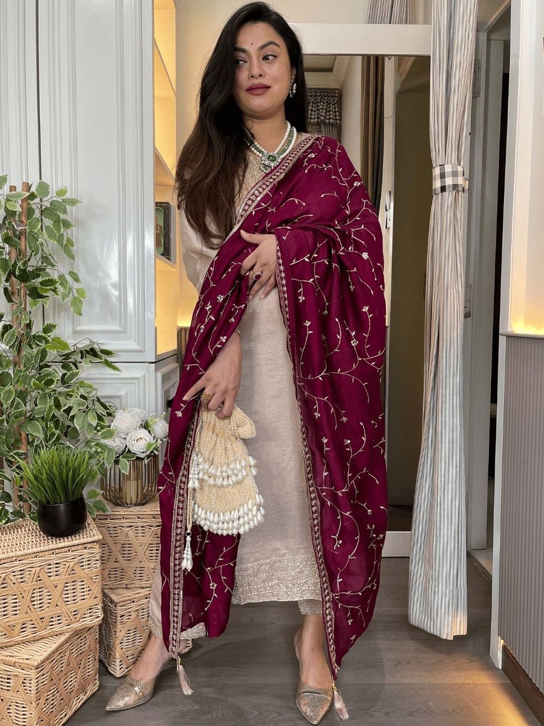 anouk rustic TWINS LADY Women Embroidered Regular Kurta with Trousers & With Dupatta-picture-10