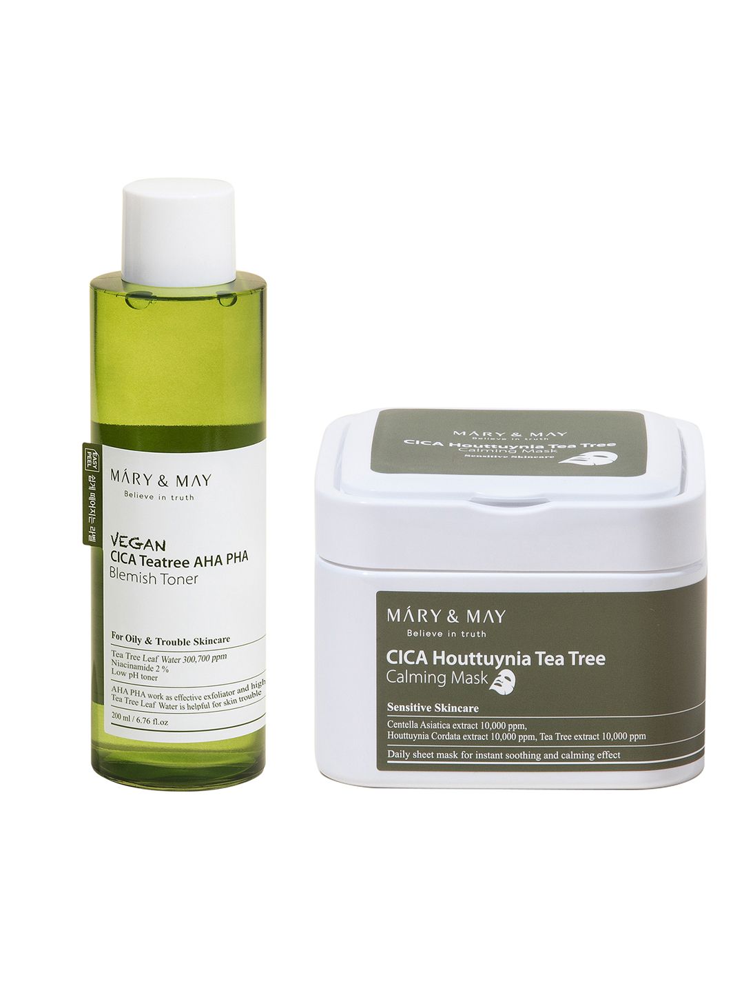 MARY&MAY CICA Tea Tree Combo - Blemish Toner 200 ml & Calming Sheet Masks - 30N-image-41