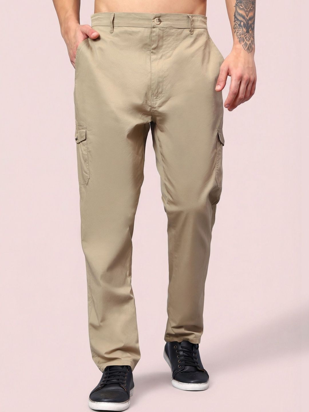 HERE&NOW Men Relaxed Easy Wash Cargos Trousers-picture-41