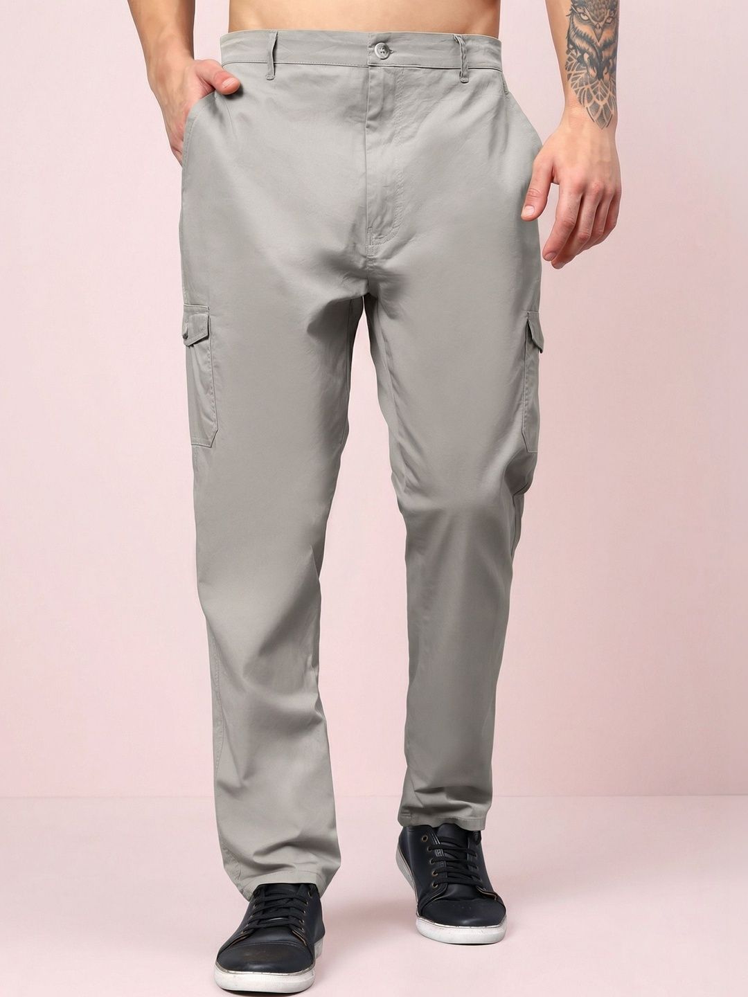 HERE&NOW Men Relaxed Easy Wash Cargos Trousers-picture-40