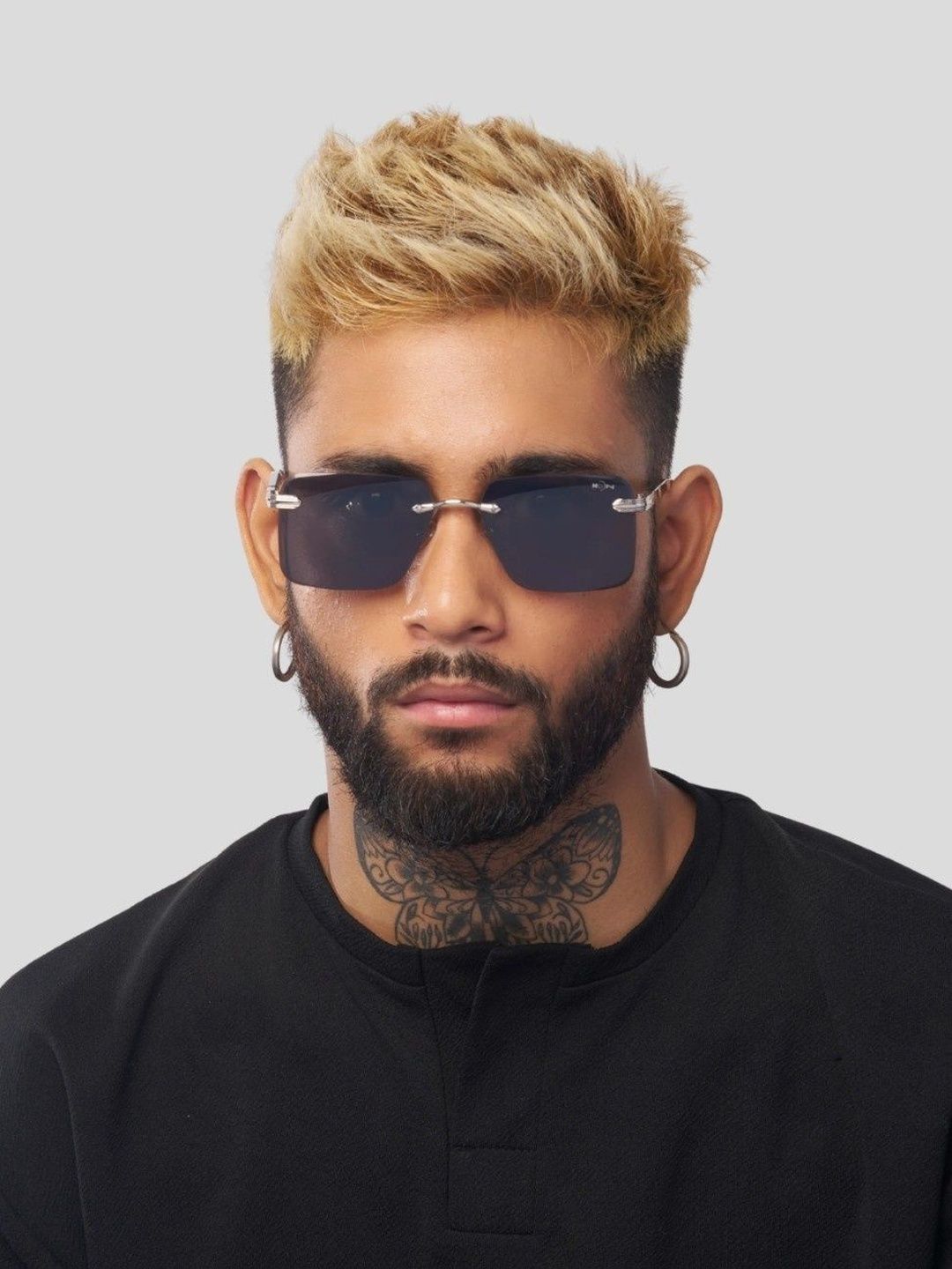 MoonX Men Black Lens & Silver-Toned Rectangle Sunglasses-picture-11