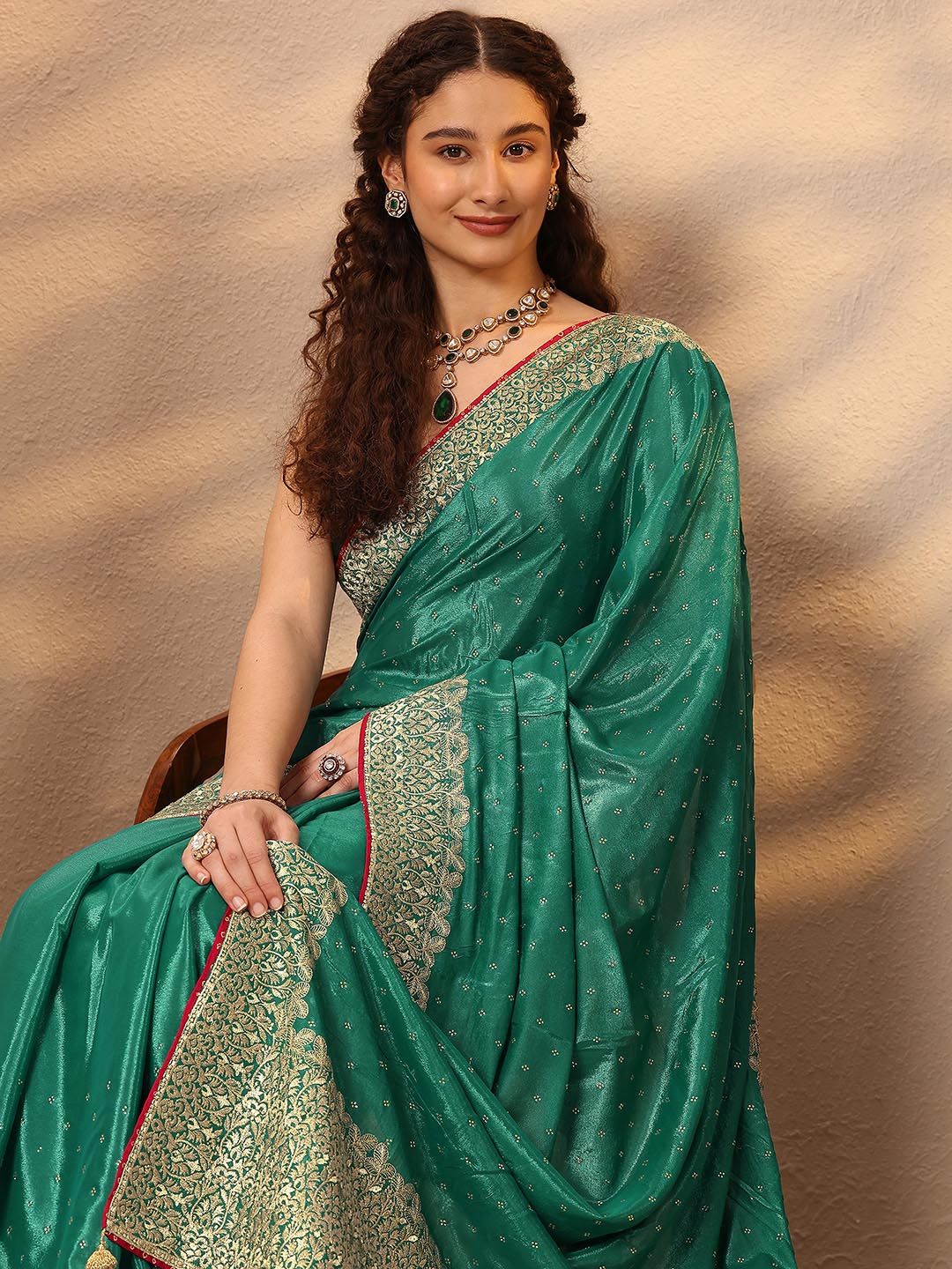 Libas Embellished Embroidered Silk Blend Heavy Work Saree-picture-11