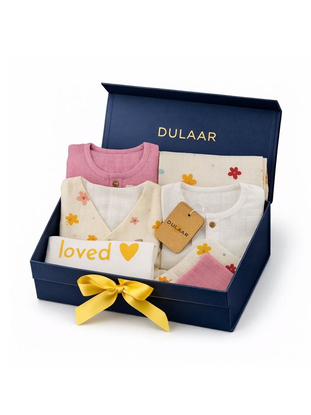 DULAAR Infants Pack Of 7 Printed Organic Cotton Baby Apparel Gift Set-picture-56