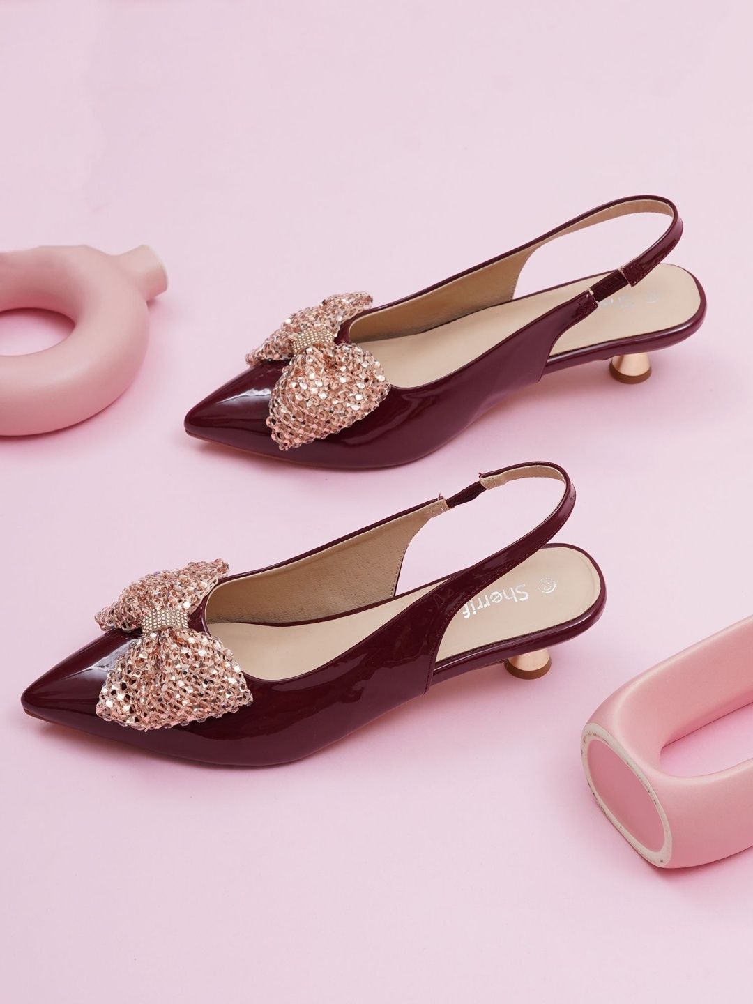 Sherrif Shoes Embellished PU Kitten Pumps-image-49