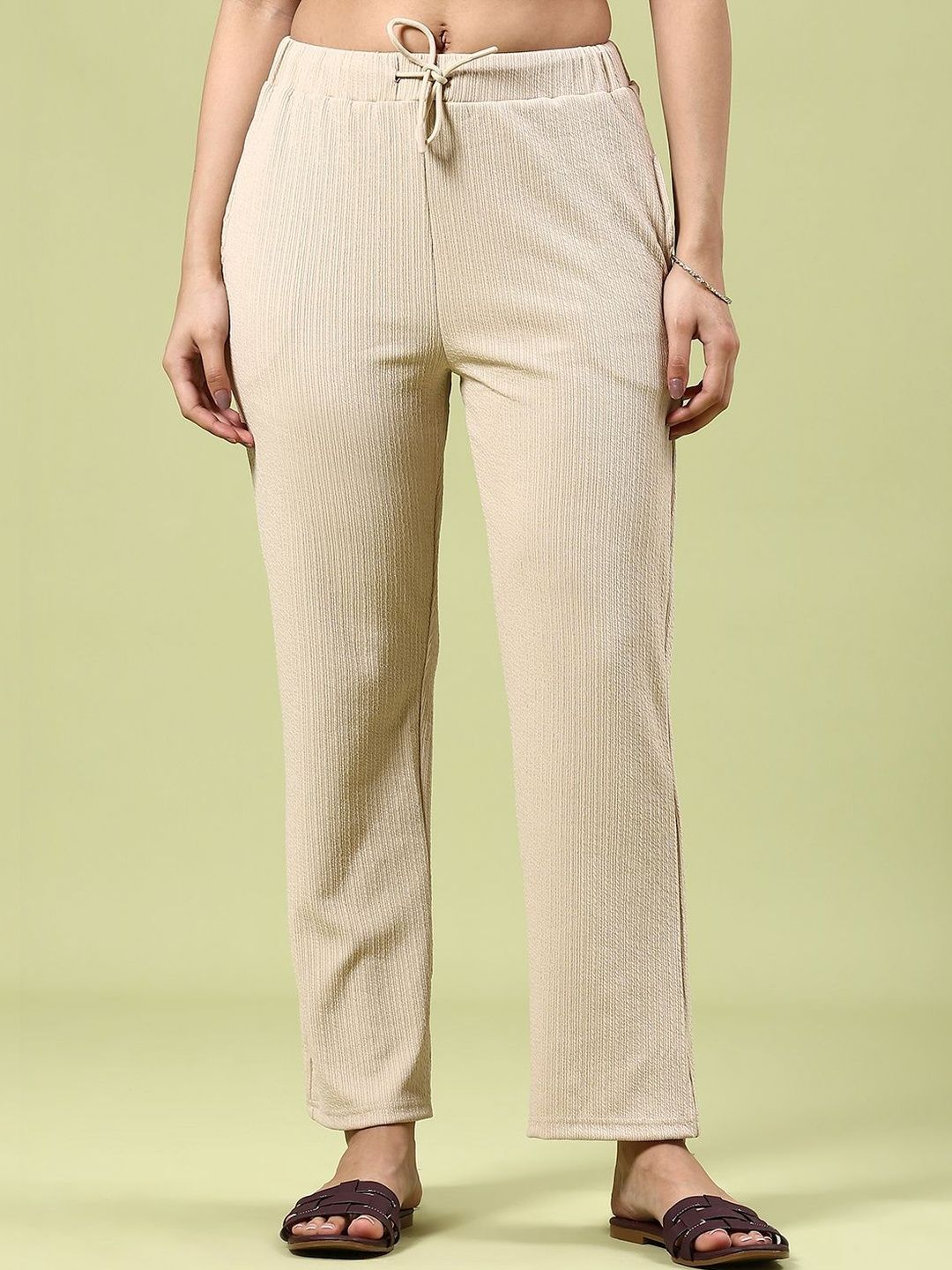 V-Mart Women Western Solid Polyester Regular Trousers-image-2