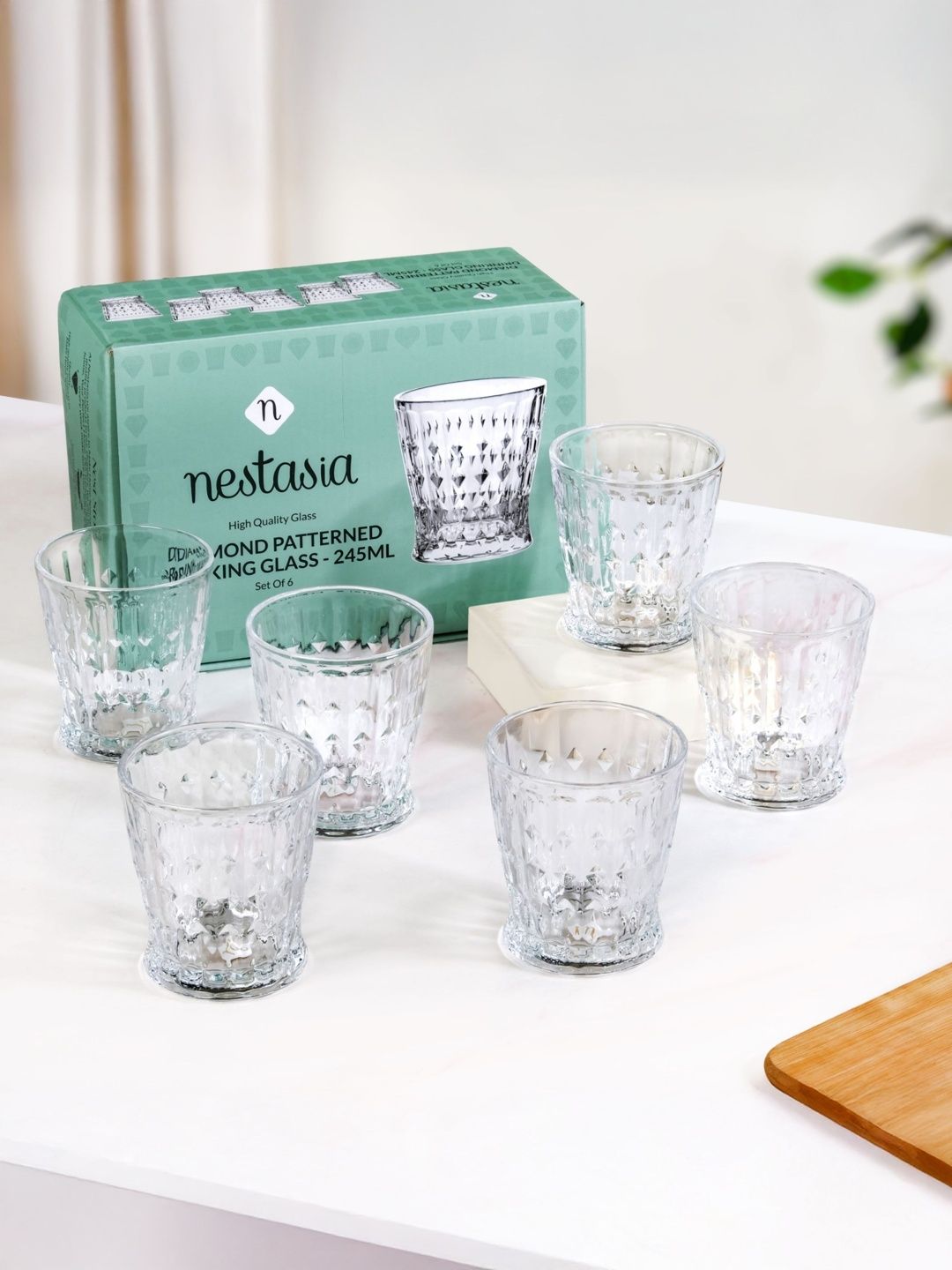 Nestasia Unisex Transparent Glass Water Glass-picture-2