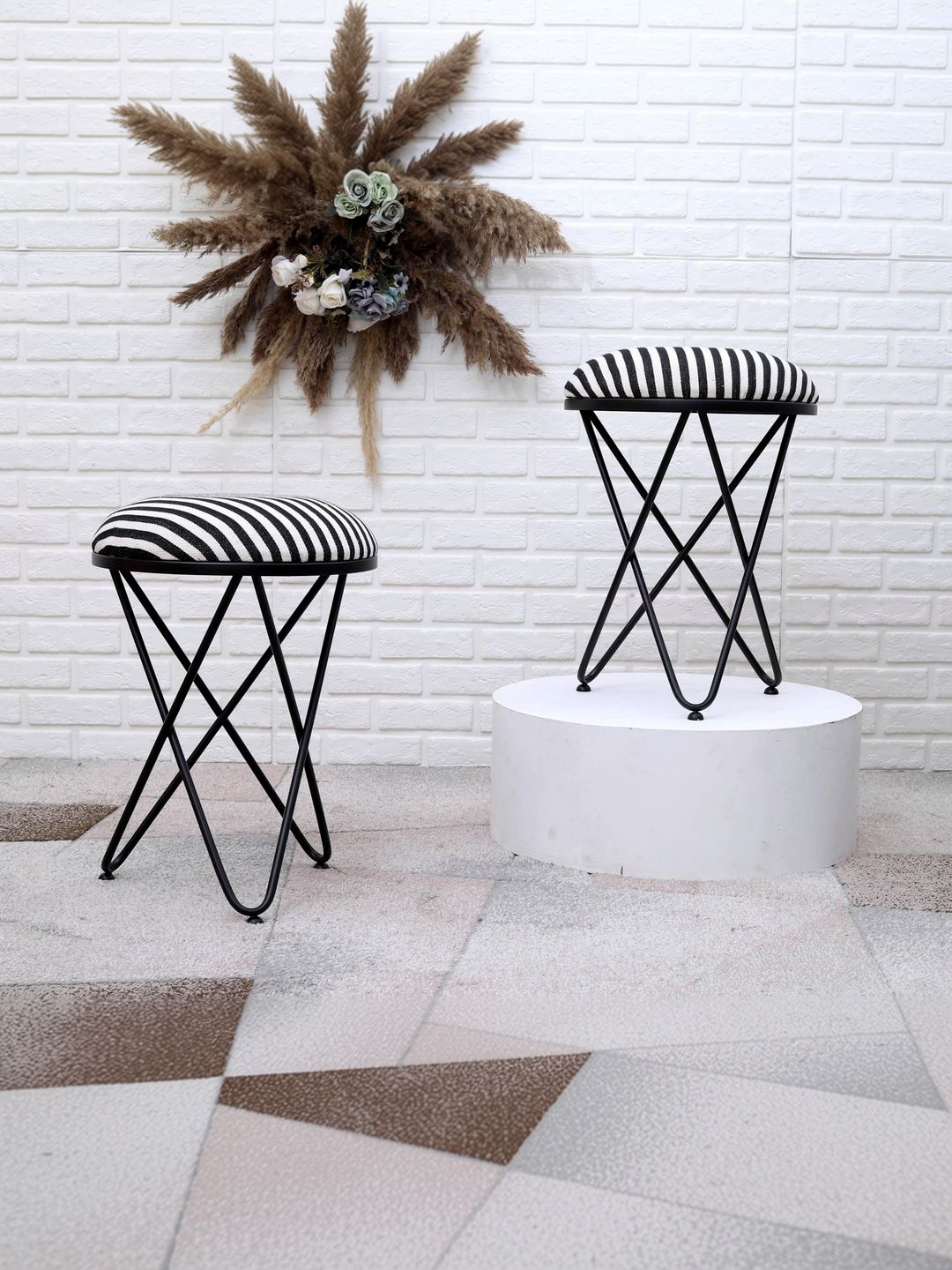Greetwood Black Set Of 2 Metal Ottoman-picture-42