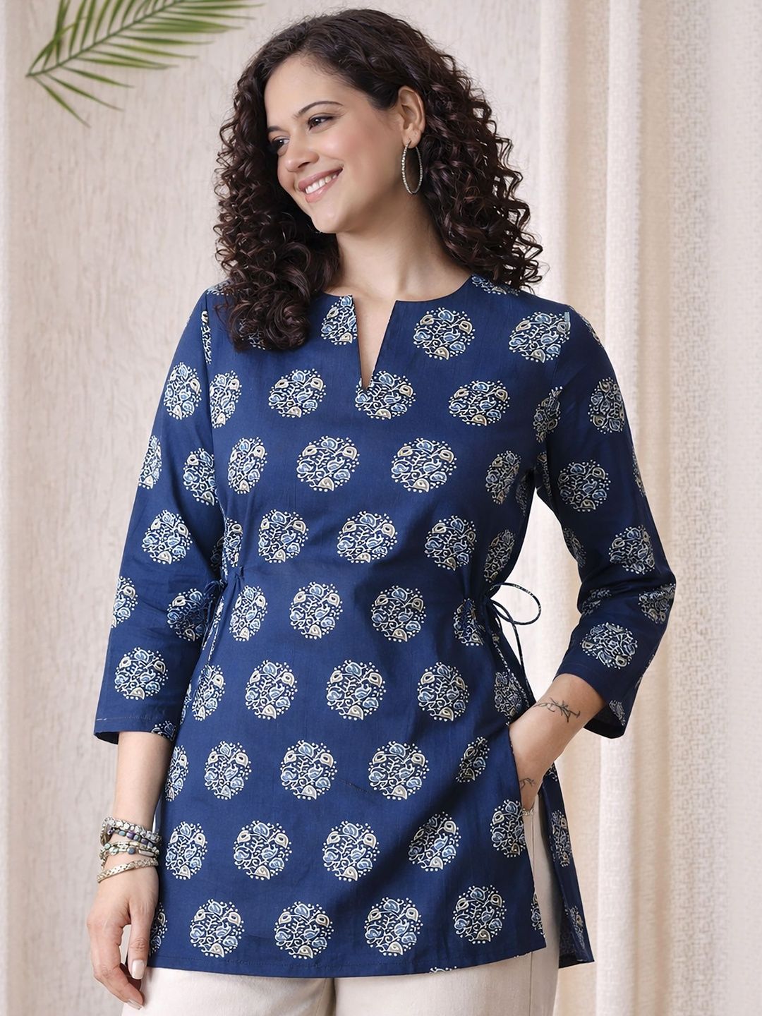 Anouk Floral Printed V-Neck Pure Cotton Kurti-picture-26