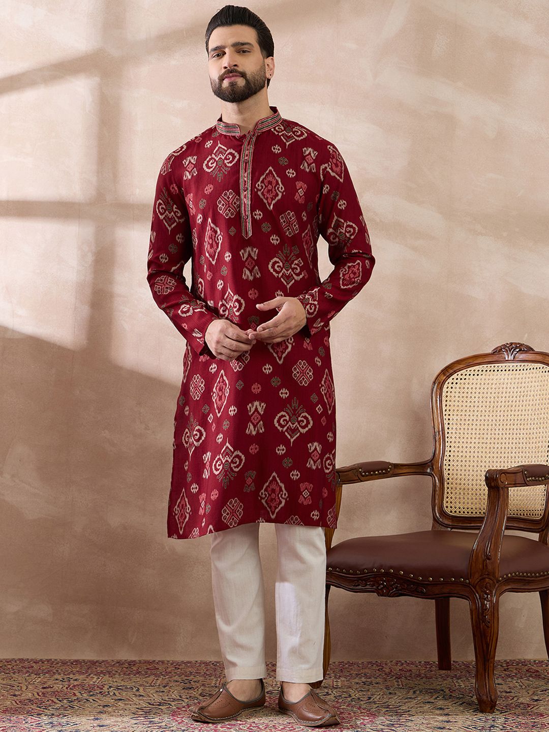 Ethnic Bay Men Floral Printed Summer Sheers Kurta-image-9