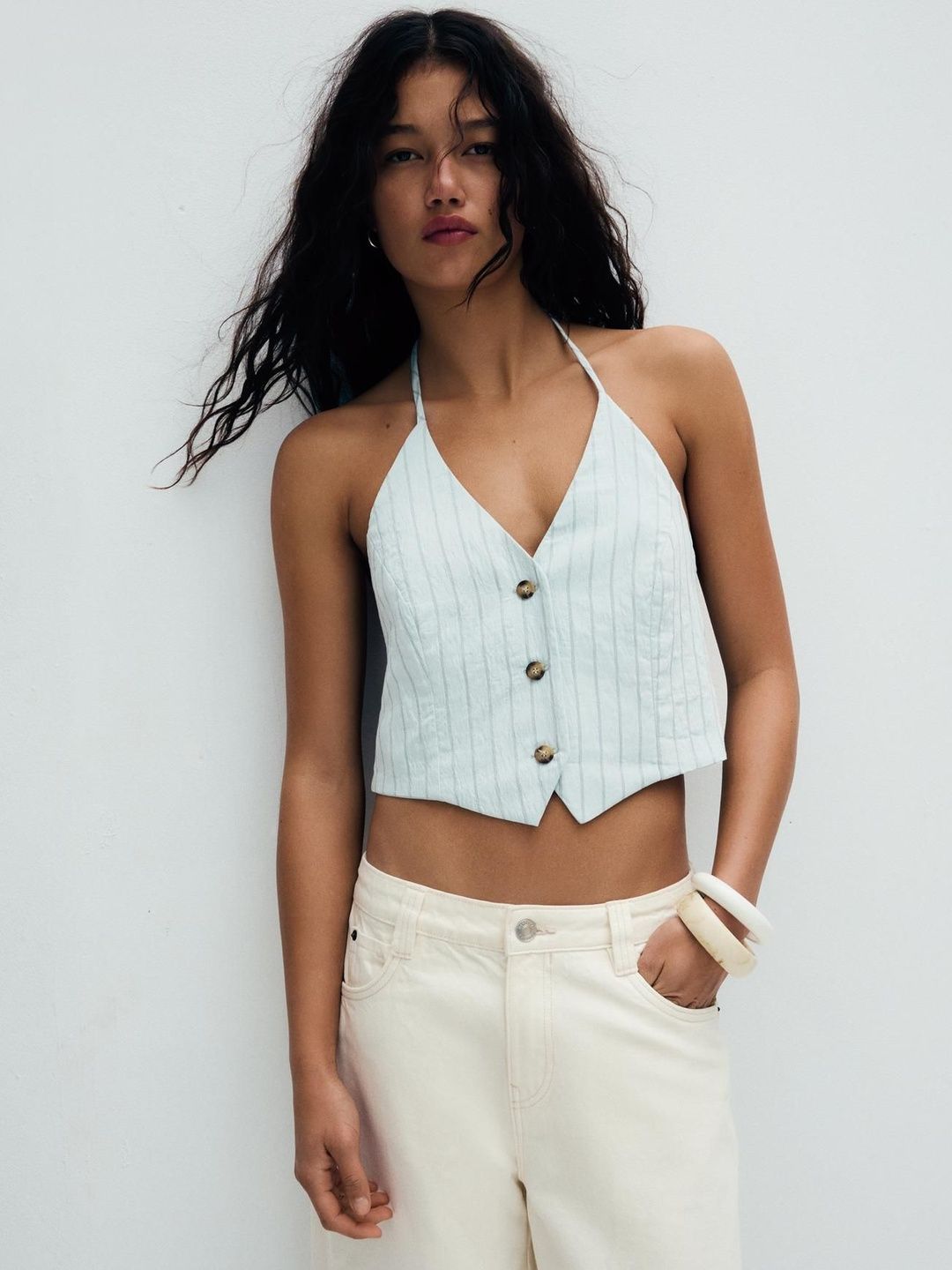 Bershka Striped Halter Vest-image-43
