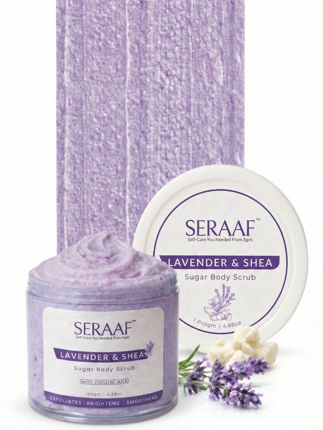 SERAAF Lavender Shea Foaming Sugar Body Scrub - 130 g-image-47