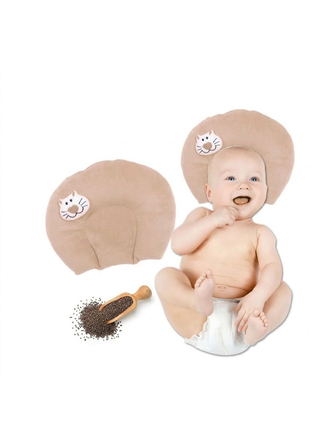Kalra Magic Brown Fibre Filled Cotton Baby Pillow-picture-1