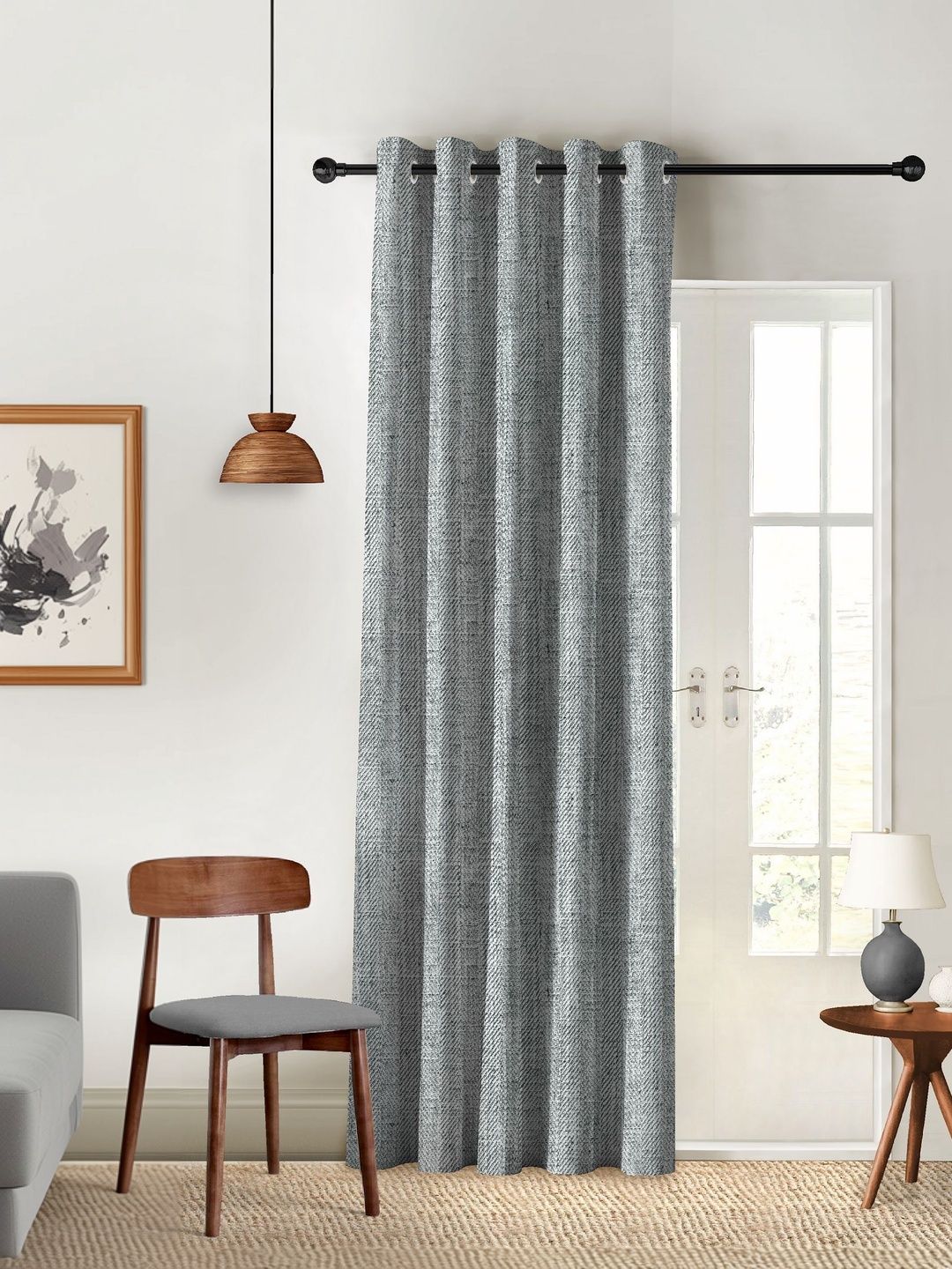 Nefertiti Home Textura Grey Blackout Curtain 7 Feet-image-8