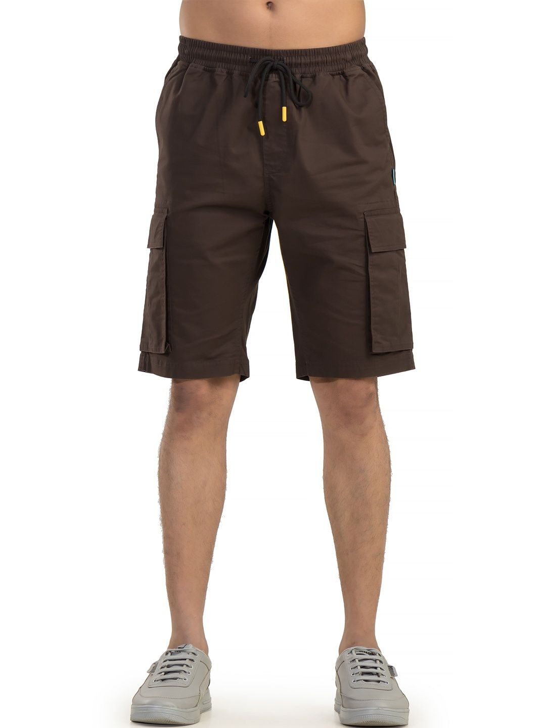 BELANO Men Regular Fit Brown Cotton Casual Cargo Shorts-image-3