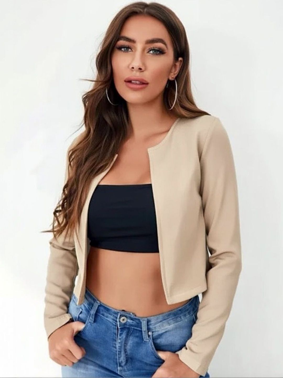 BAESD Collarless Open Front Casual Blazers-picture-31