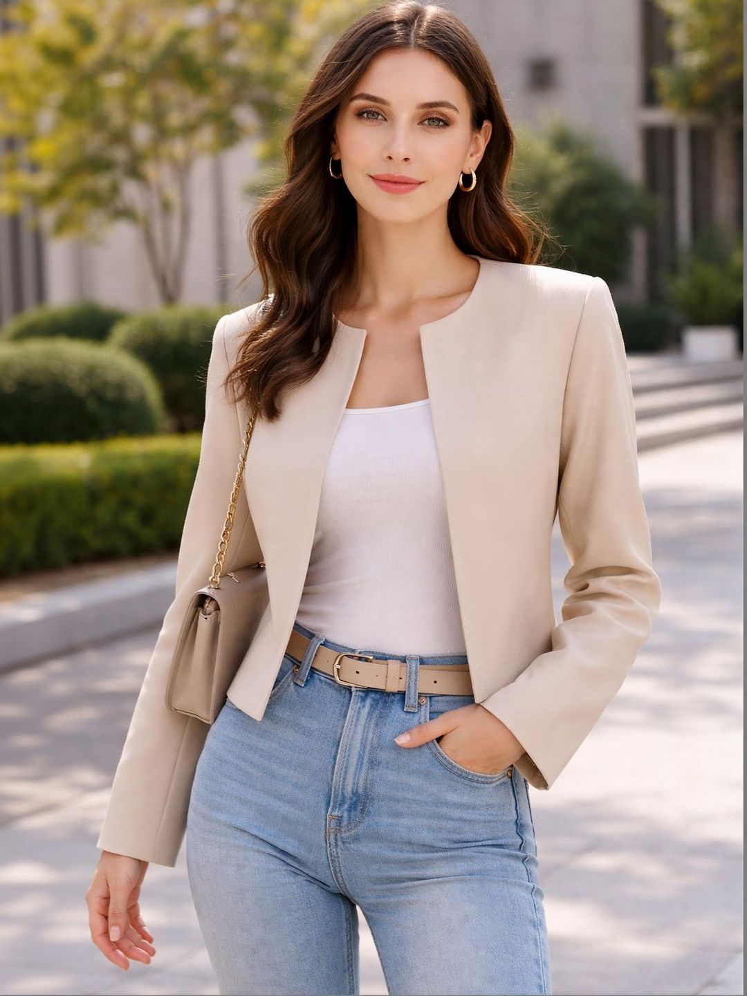 BAESD Collarless Open Front Casual Blazers-picture-26