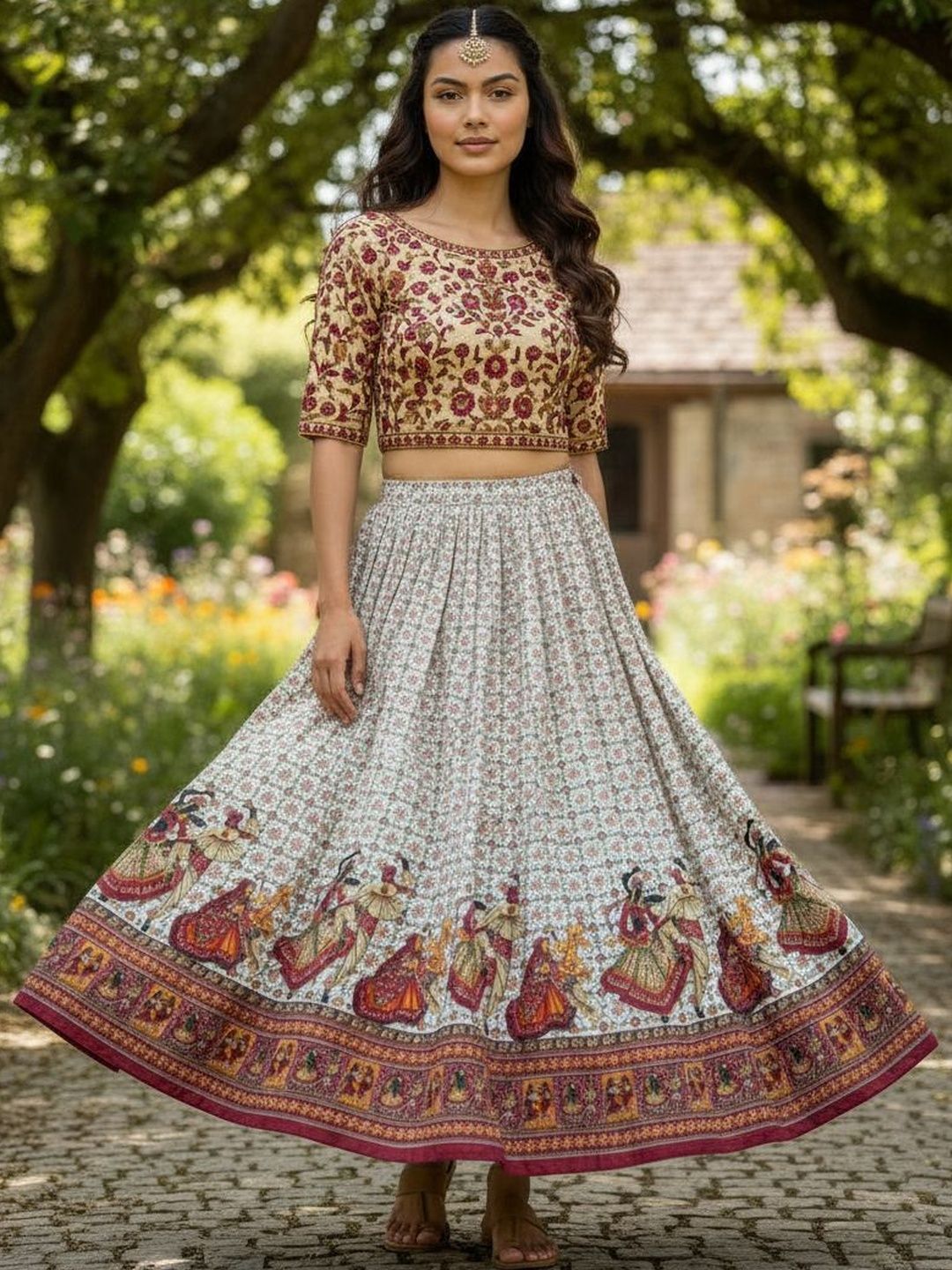 Charming treasure by Pragya Women Graphic Maxi Flared Skirt-picture-58