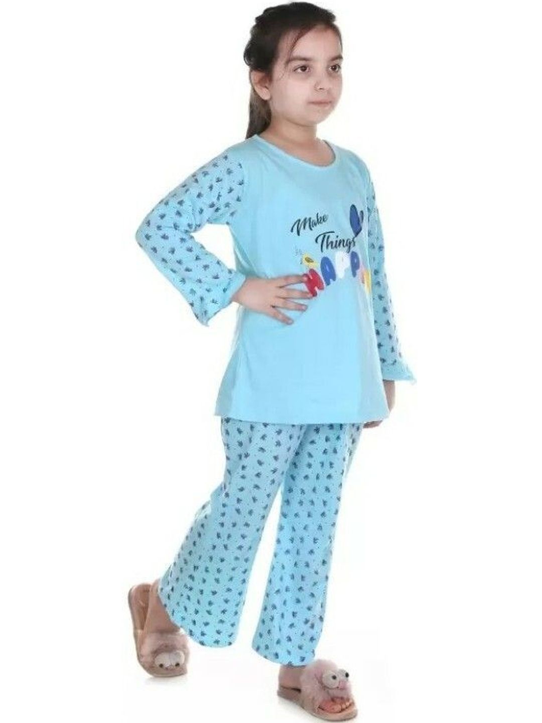 CHICLIFT Unisex Kids Graphic Printed Round Neck Nightdress-image-35