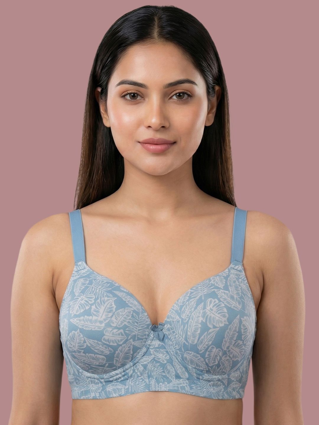 KOMLI Polyamide Non Wired Everyday Basic Printed Padded Bonded Bra-image-2