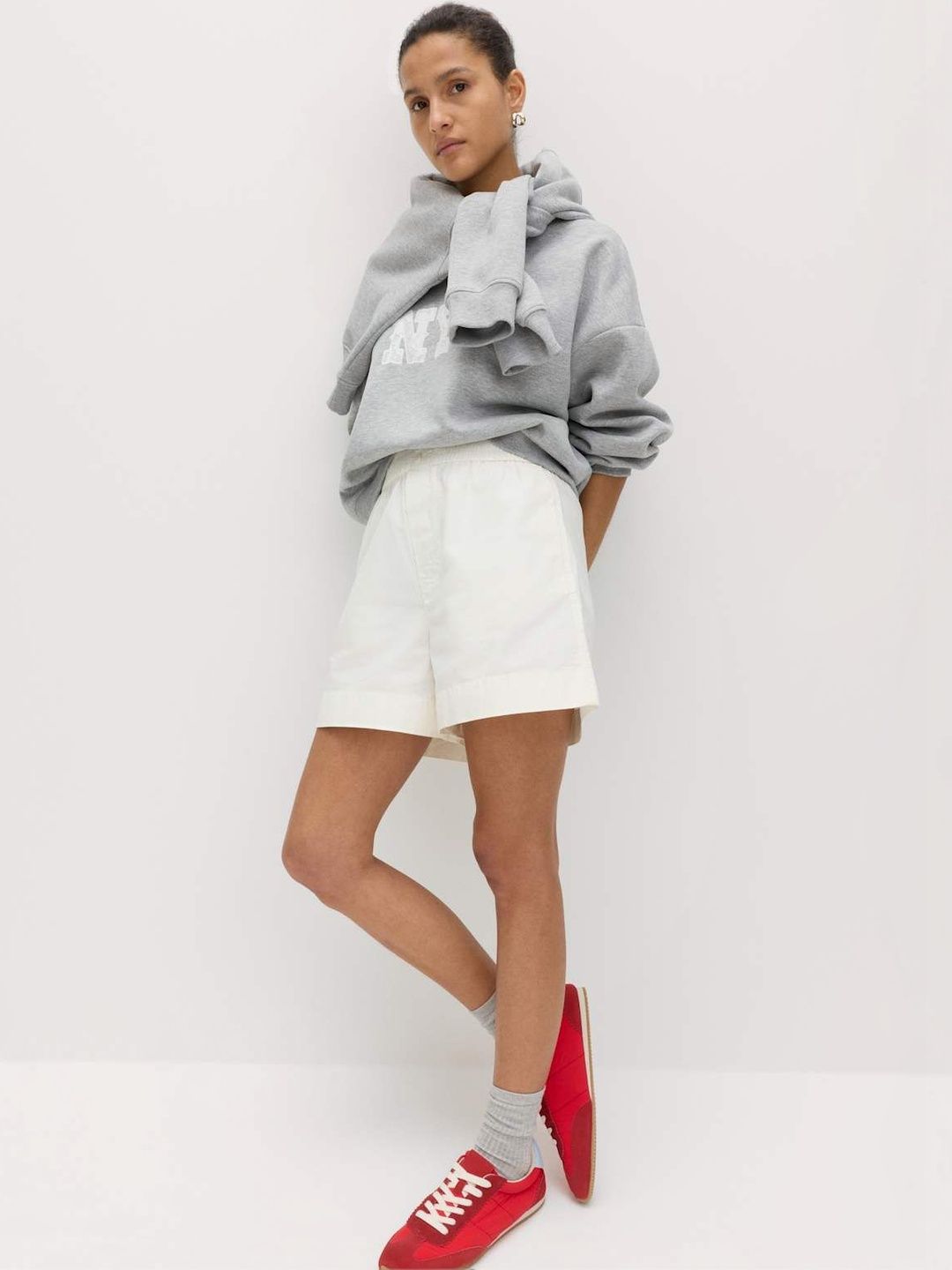 Marks & Spencer Pure Cotton Poplin High Waisted Shorts-picture-13