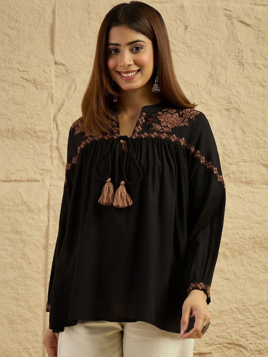 Anouk Embroidered Thread Work Thread Work Pleated Kurti-image-16
