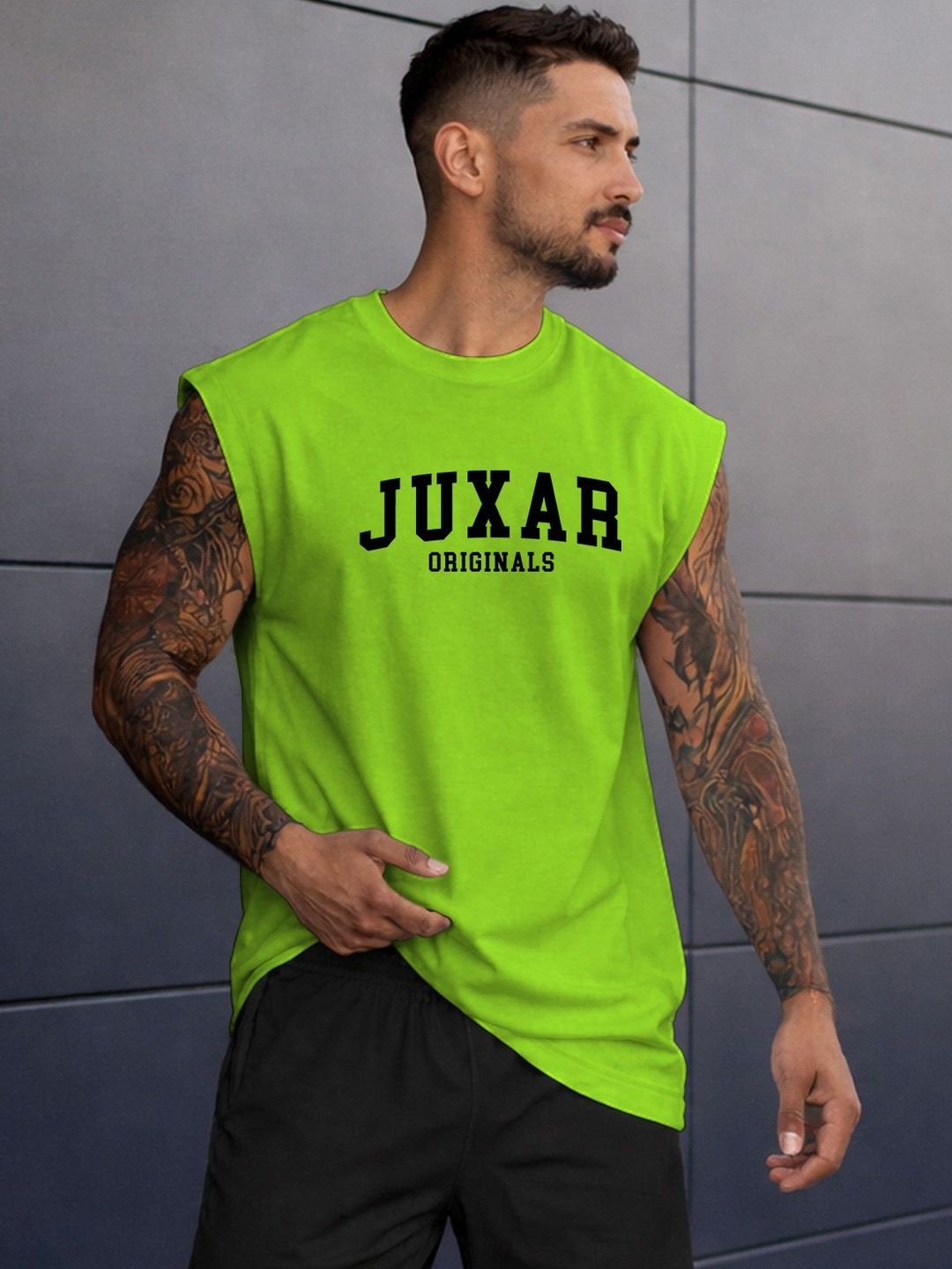 Juxar Printed Assorted Cotton Gym Vest-image-12