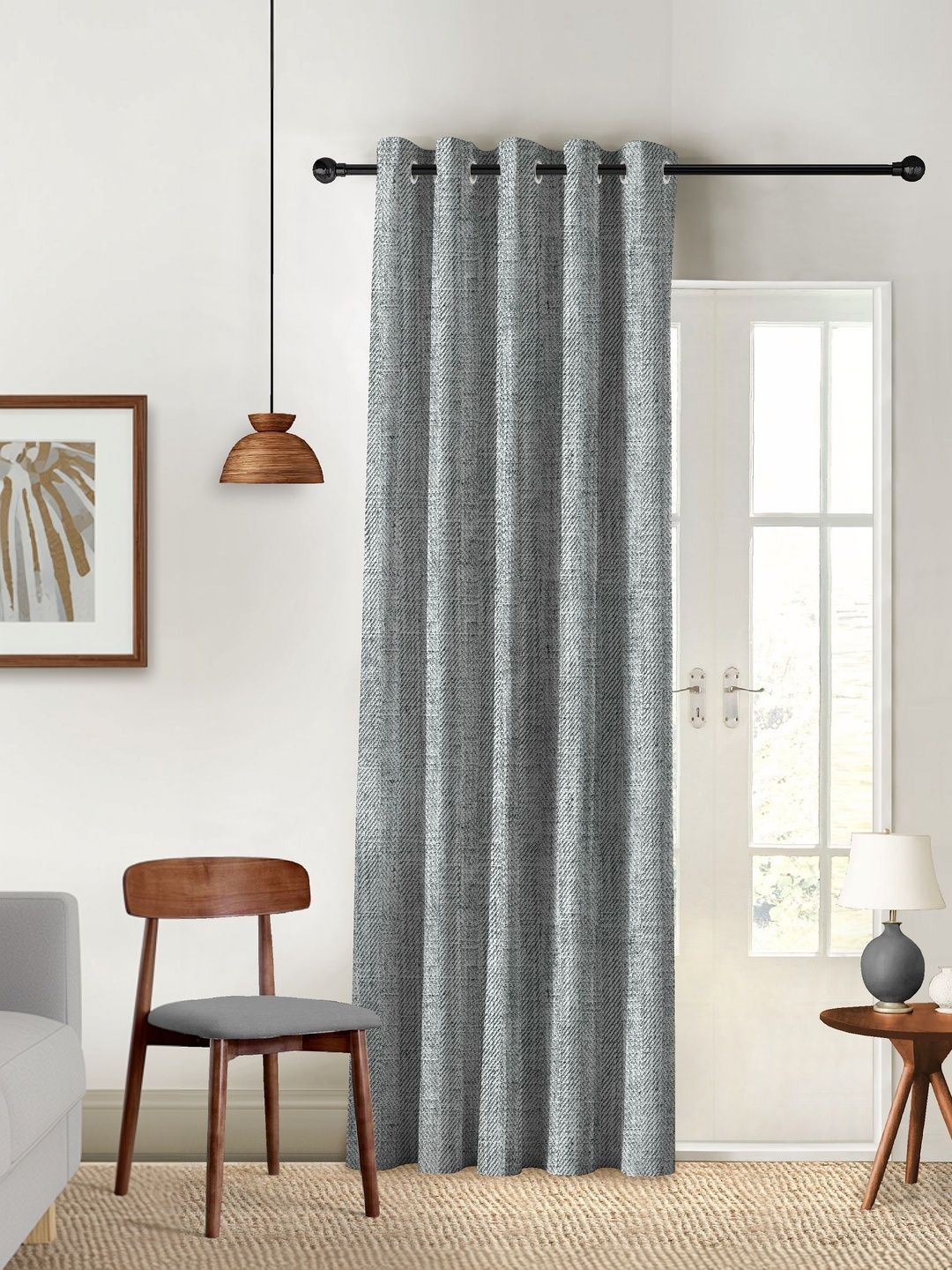 CASABLEU Textura Grey Blackout Curtain 9 Feet-image-9