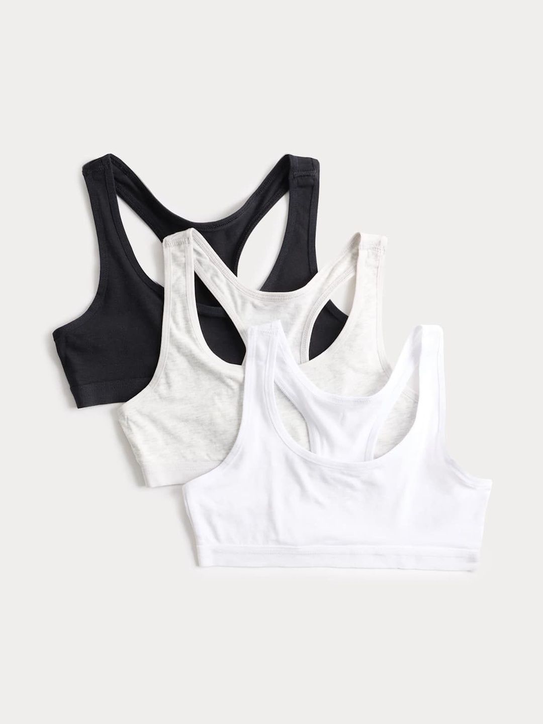 Marks & Spencer 3 Pack Cotton With Stretch Racer Crop Tops-picture-31