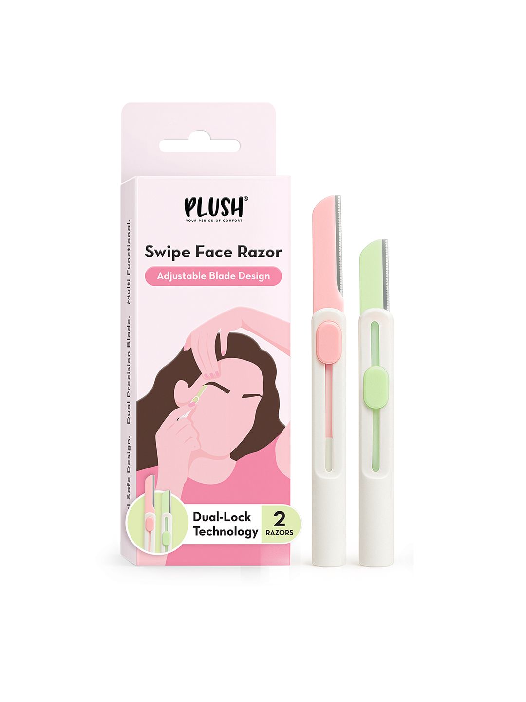 Plush Swipe Reusable Face Razor with Dual Lock Long Lasting Technology - 2 Blades-image-29