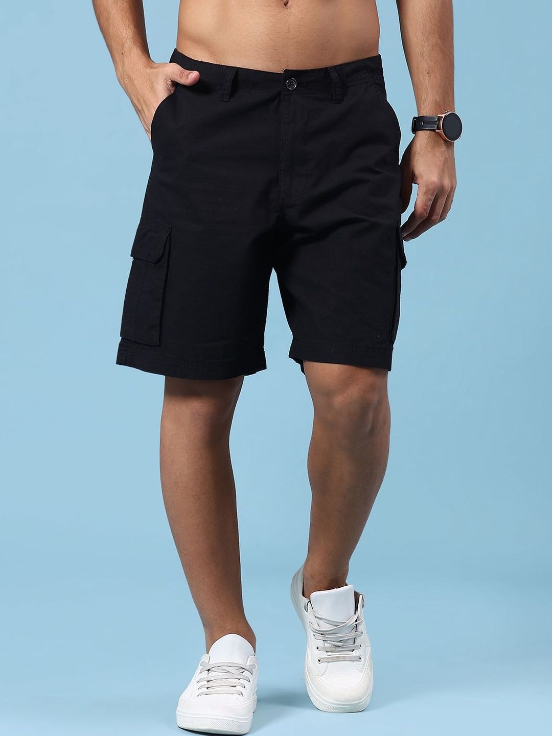 V-Mart Men Solid Cotton Dobby WovenShorts-picture-30