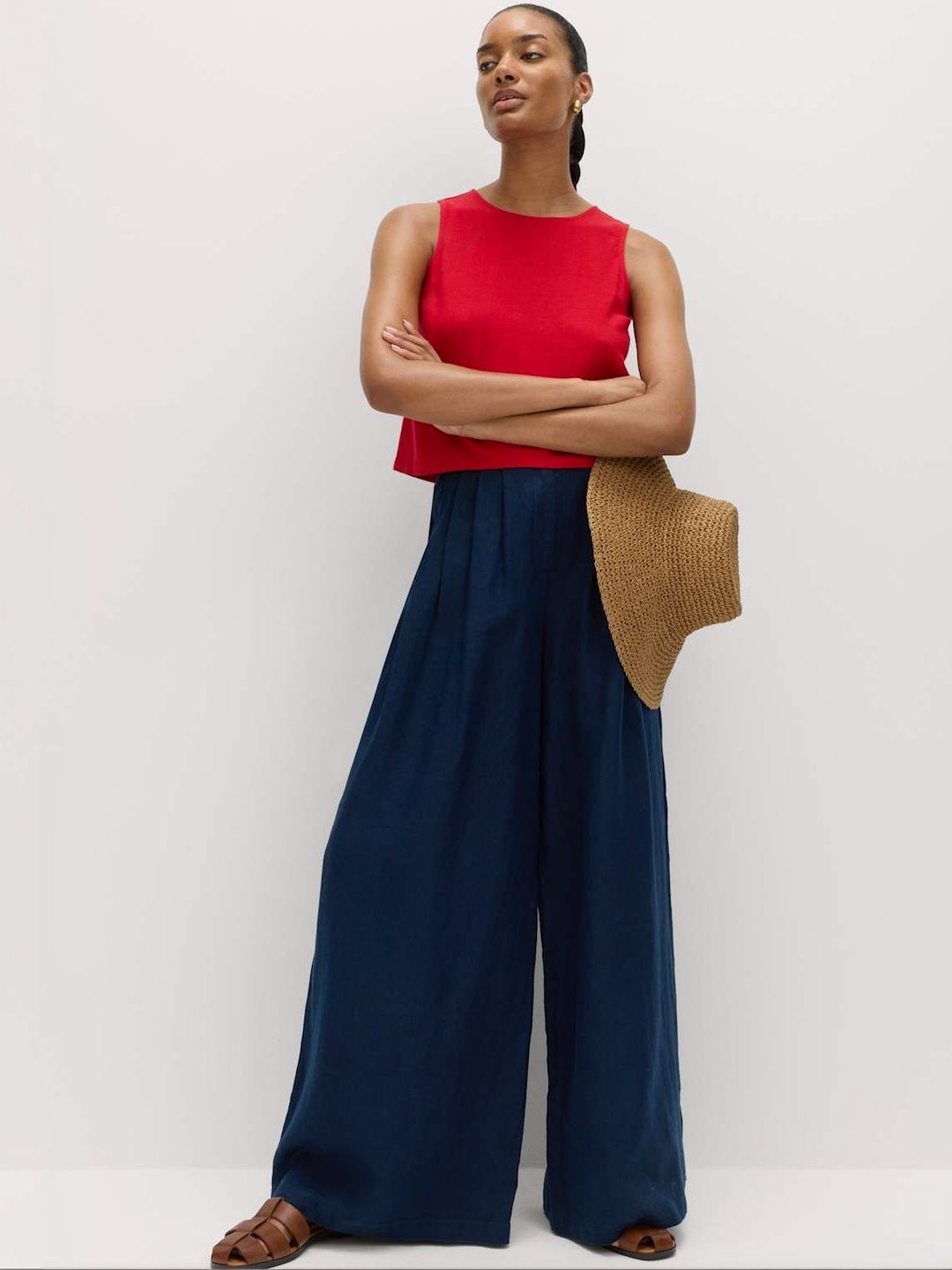 Marks & Spencer Pure Linen Wide Leg Trousers-picture-53