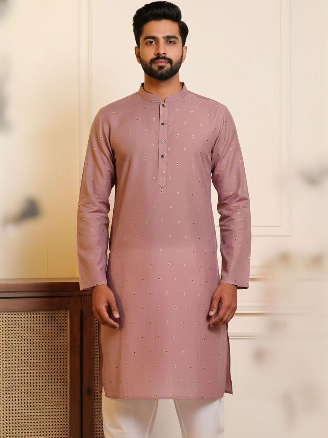 HERE&NOW Men Purple Cotton Regular Kurta-picture-23