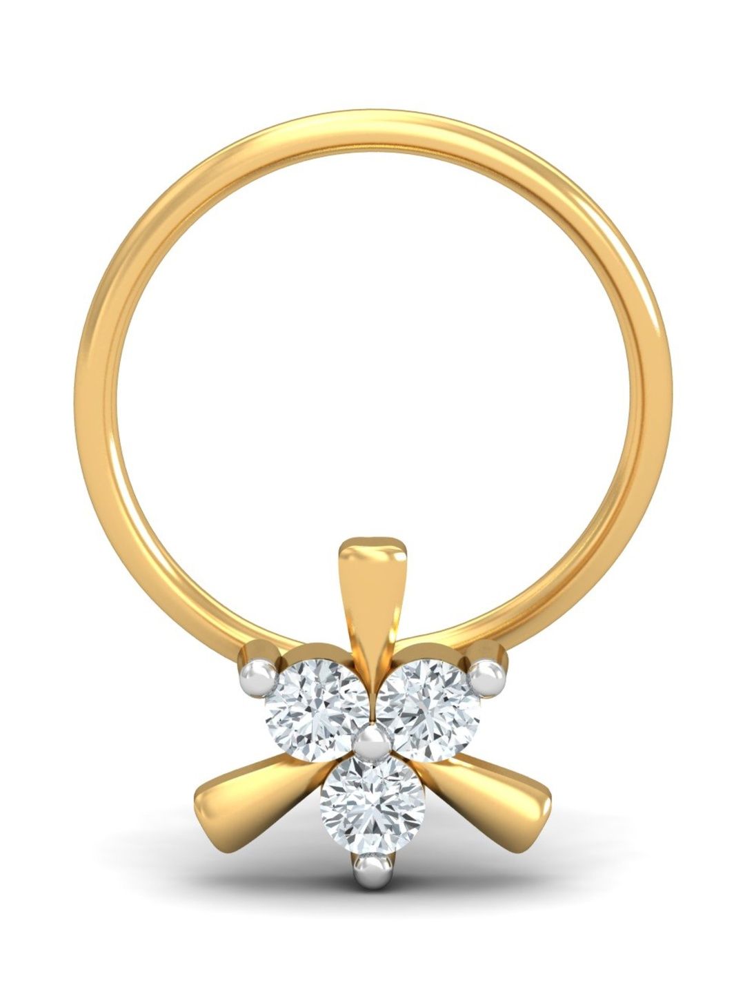 KUBERBOX 09KT Gold Diamond Studded Nosepin - 0.45 g-picture-31