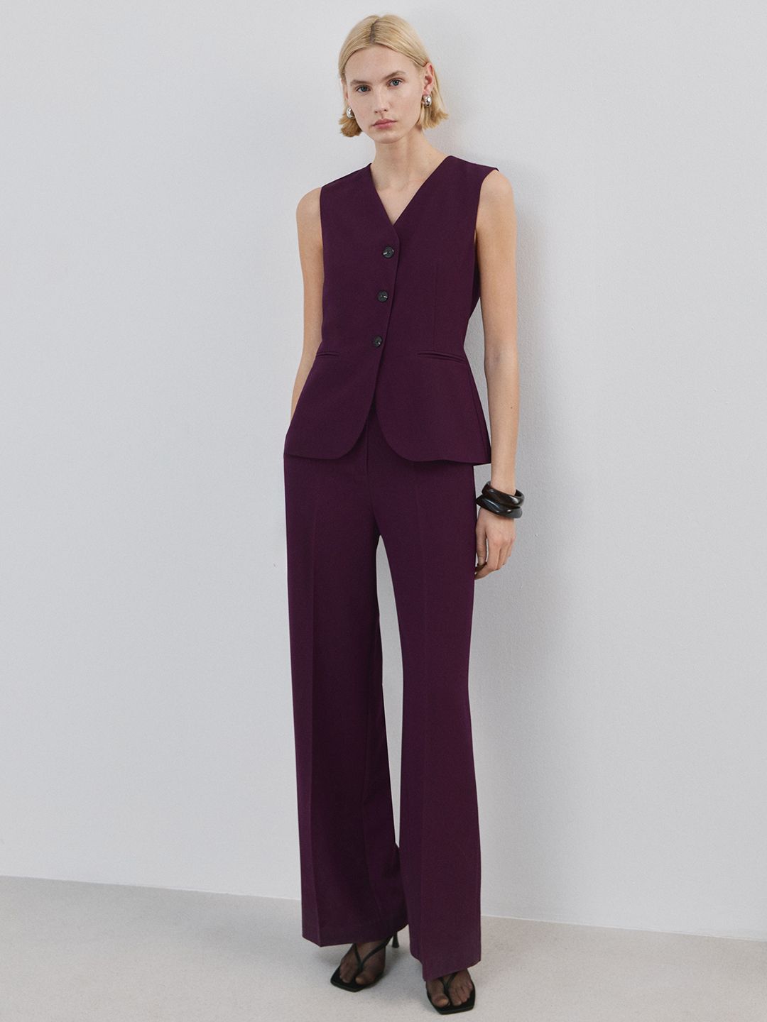 MANGO V-Neck Suit Style Basic Jumpsuit-picture-58