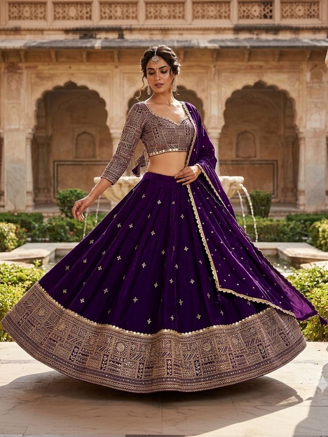 KRYSAL Embroidered Semi-Stitched Lehenga & Unstitched Blouse With Dupatta-picture-9