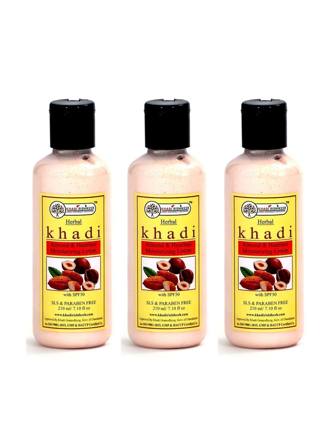 Khadi Rishikesh Pack Of 3 Almond & Hezelnut Moisturizing Lotion - 210 ml Each-picture-57