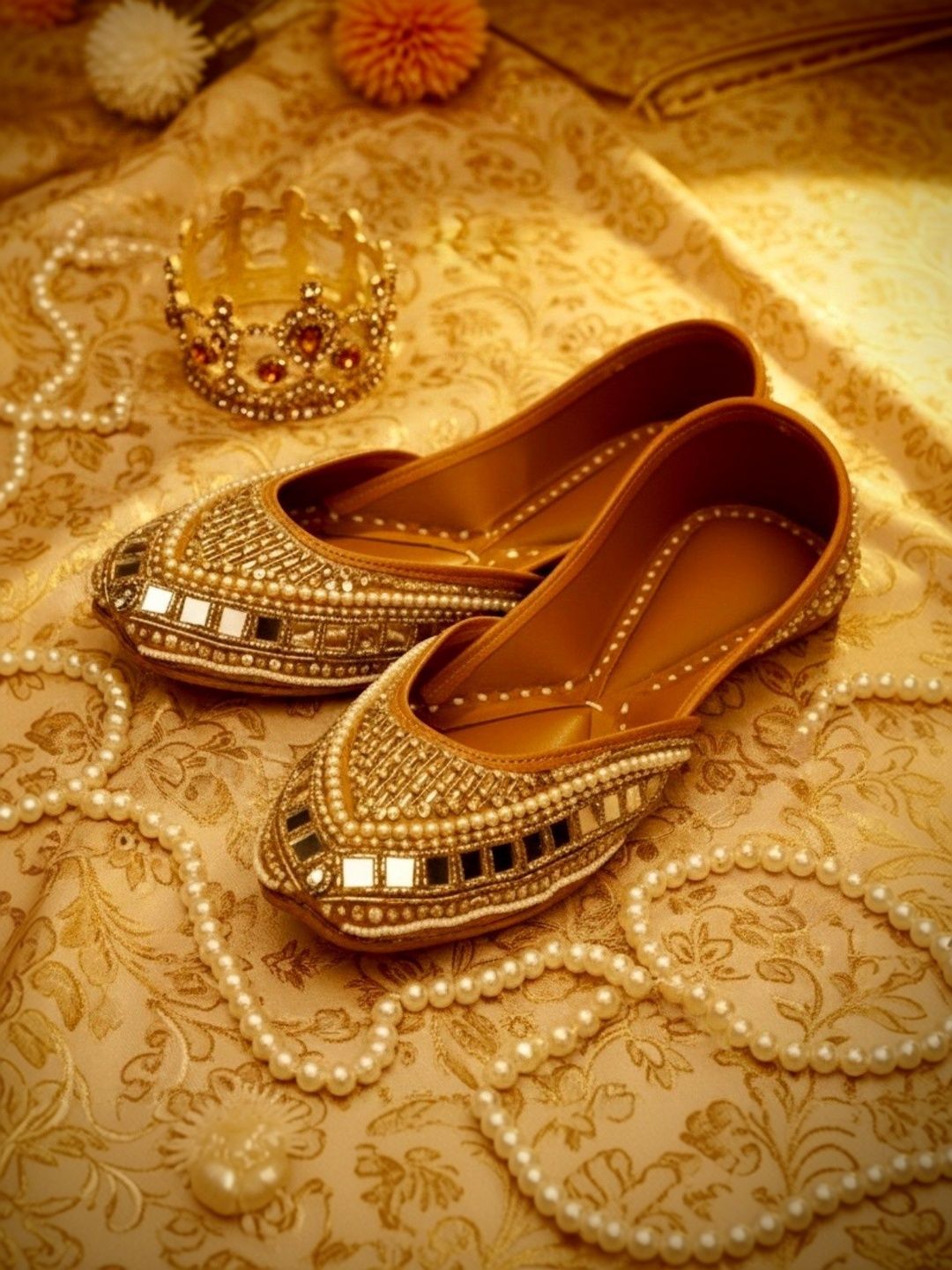 Gulbhahar Women Leather Round Toe Mojaris Flats-picture-20