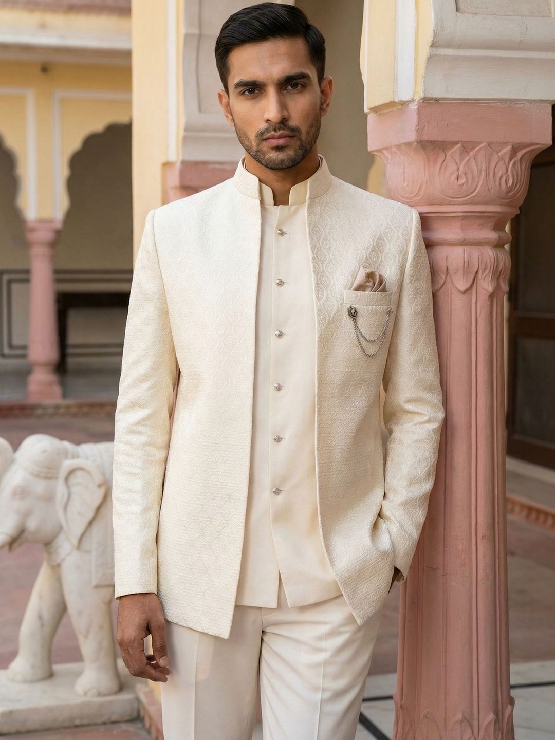 Jompers Embroidered Mandarin Collar Sherwani-picture-38