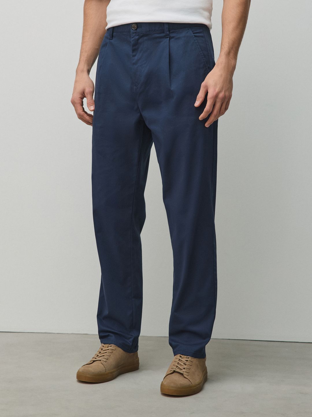 NEXT Men Tapered Fit Pleated Chinos Trousers-picture-56