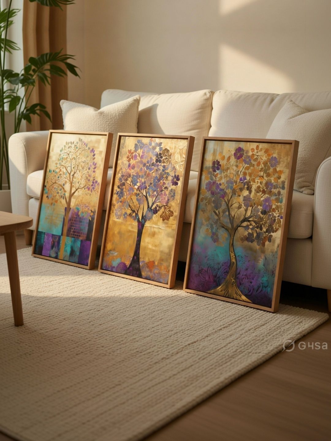 Myntra Elegant Homes Abstract Tree Wall Painting Set Of 3 Wooden Frame Wall Art-picture-50