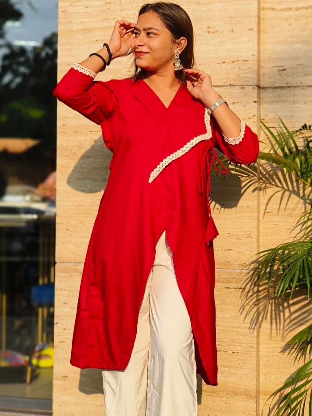SHAGAA FASHION V-Neck Organic Cotton Blend Kurti-picture-32