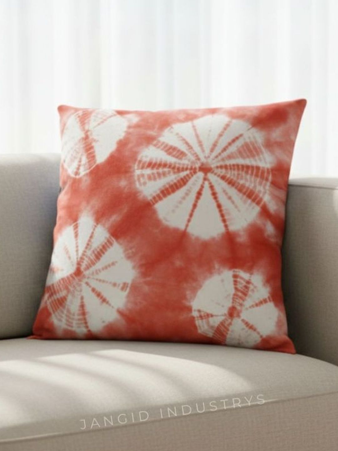 JANGID INDUSTRYS Peach-Coloured Colourblocked Square Cushion Covers-picture-43