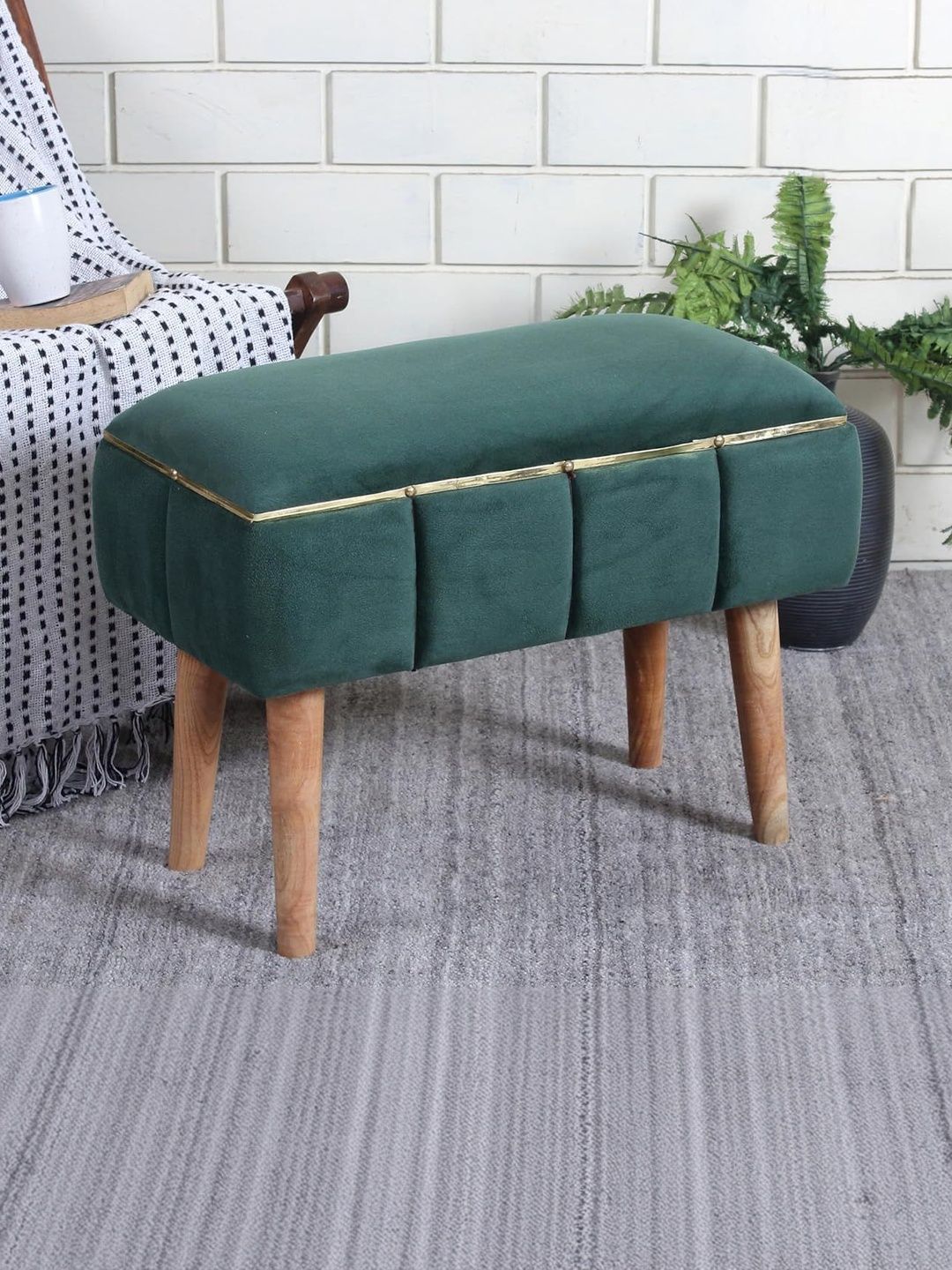 Shadowkart Green Square Wooden Ottomans-picture-36